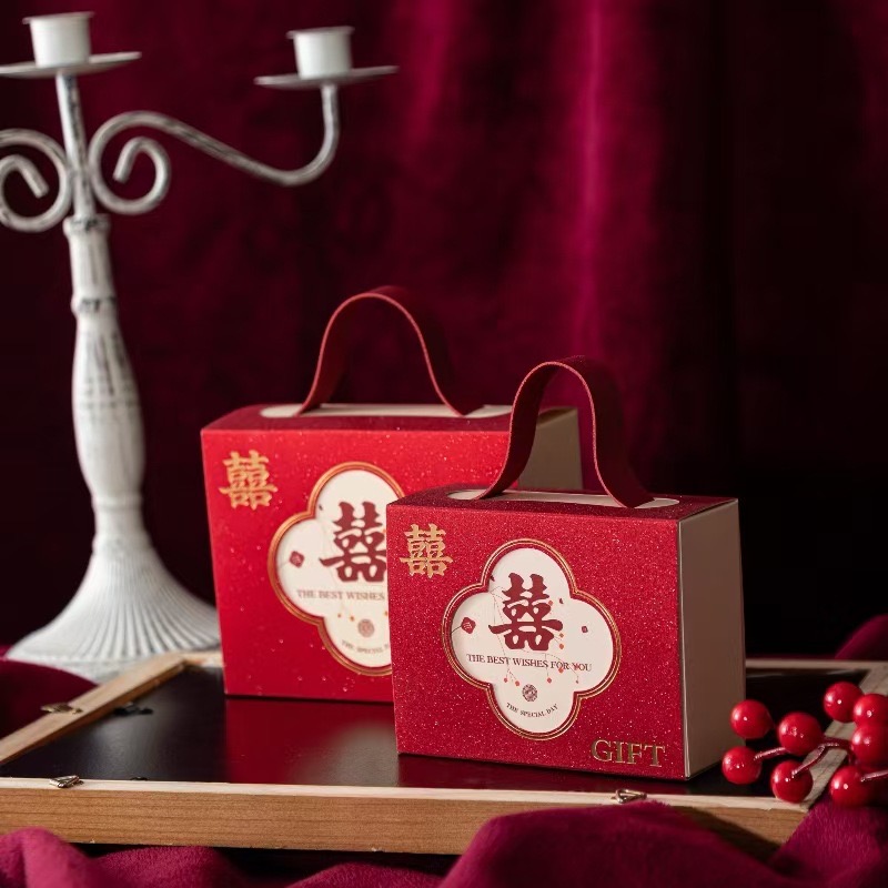 烫金喜糖盒空盒2024中式喜糖盒结婚订婚伴手礼高级喜糖袋糖果盒