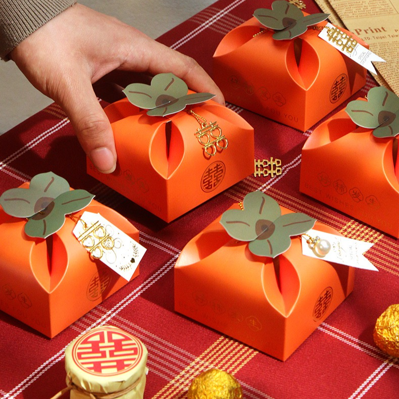 喜糖盒创意新款喜糖袋高级感小清新结婚礼盒小柿子婚庆糖果包装