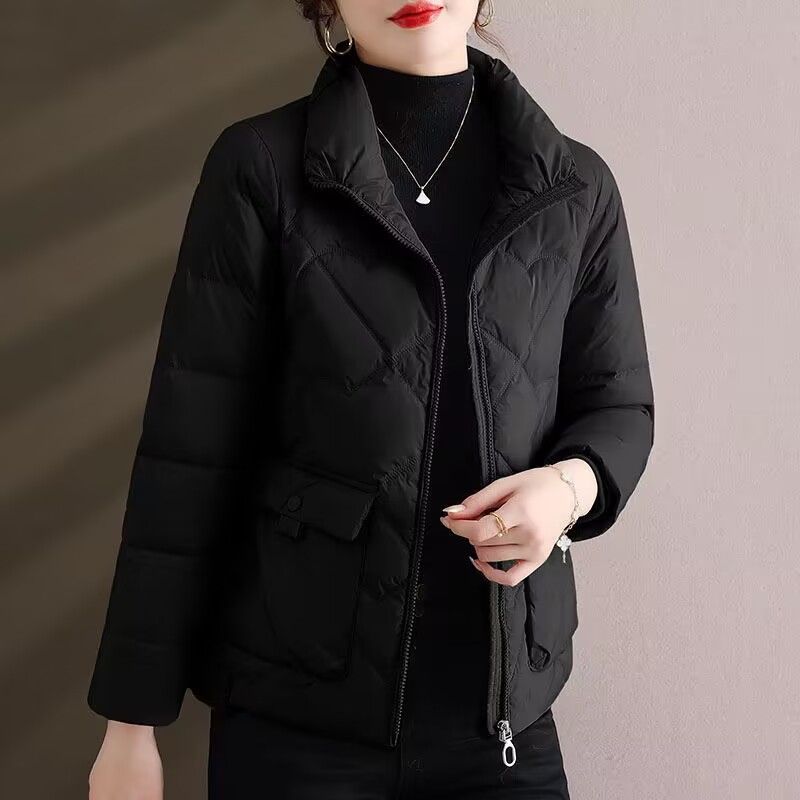 江红2023新款女士羽绒服短款白鸭绒保暖时尚洋气妈妈外套冬季防