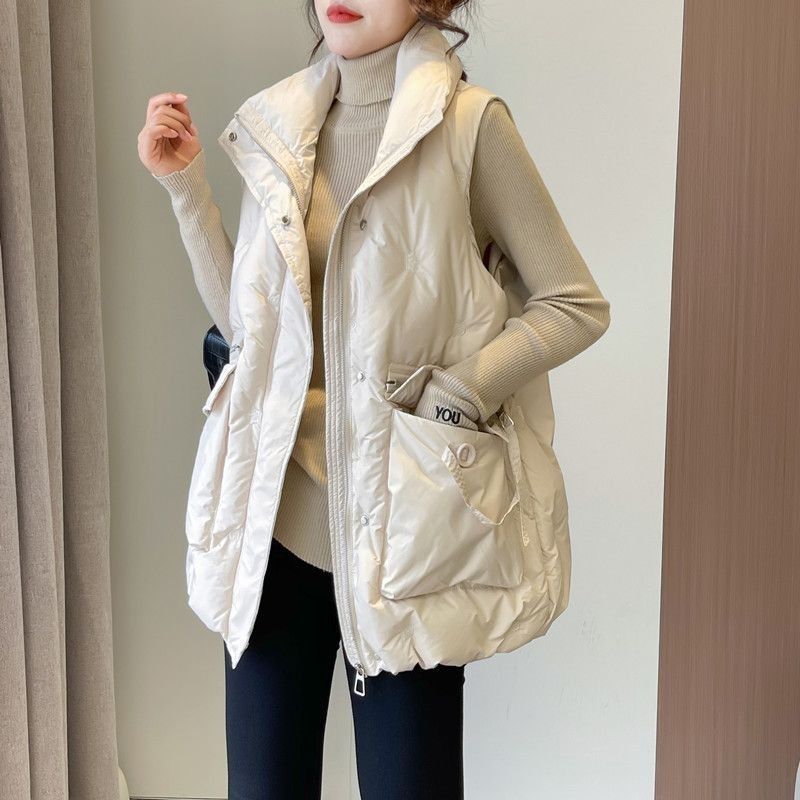 爆款高档白鸭绒羽绒服马甲女2022新款韩版宽松百搭显瘦羽绒马甲款