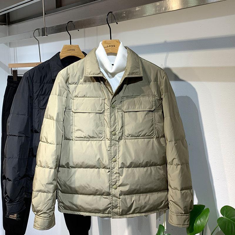 2023秋冬新款轻薄羽绒服男修身短款男士翻领羽绒服百搭羽绒夹克潮
