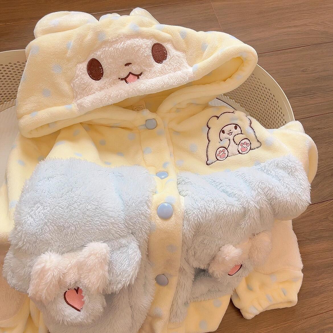 可爱毛毯熊珊瑚绒睡衣女冬季新款连帽加绒加厚毛绒睡袍家居服睡裙