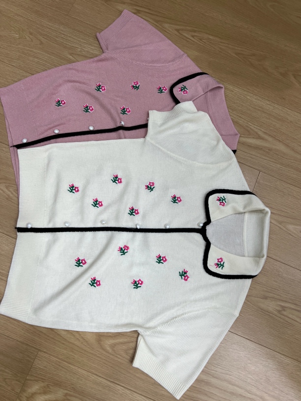 新款春装小花朵立体提花翻领单排扣细羊毛针织软糯亲肤上衣