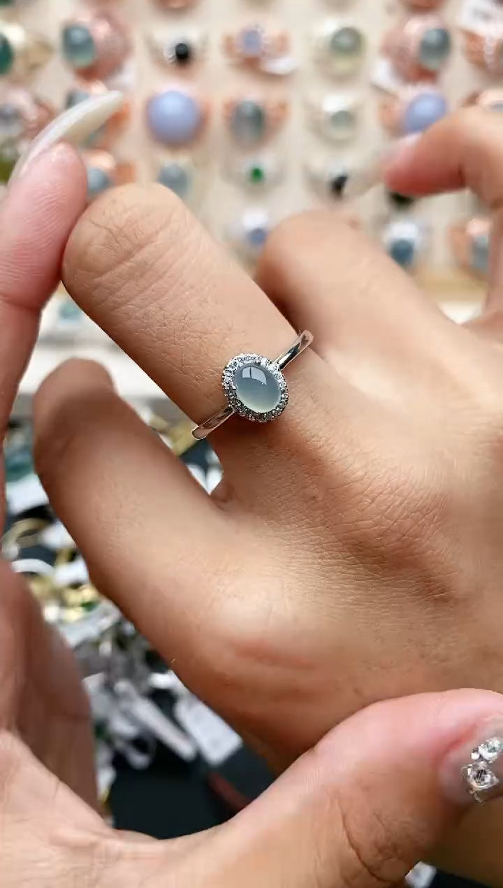 【闪购商品】翡翠戒指银S925镶嵌2222   7+