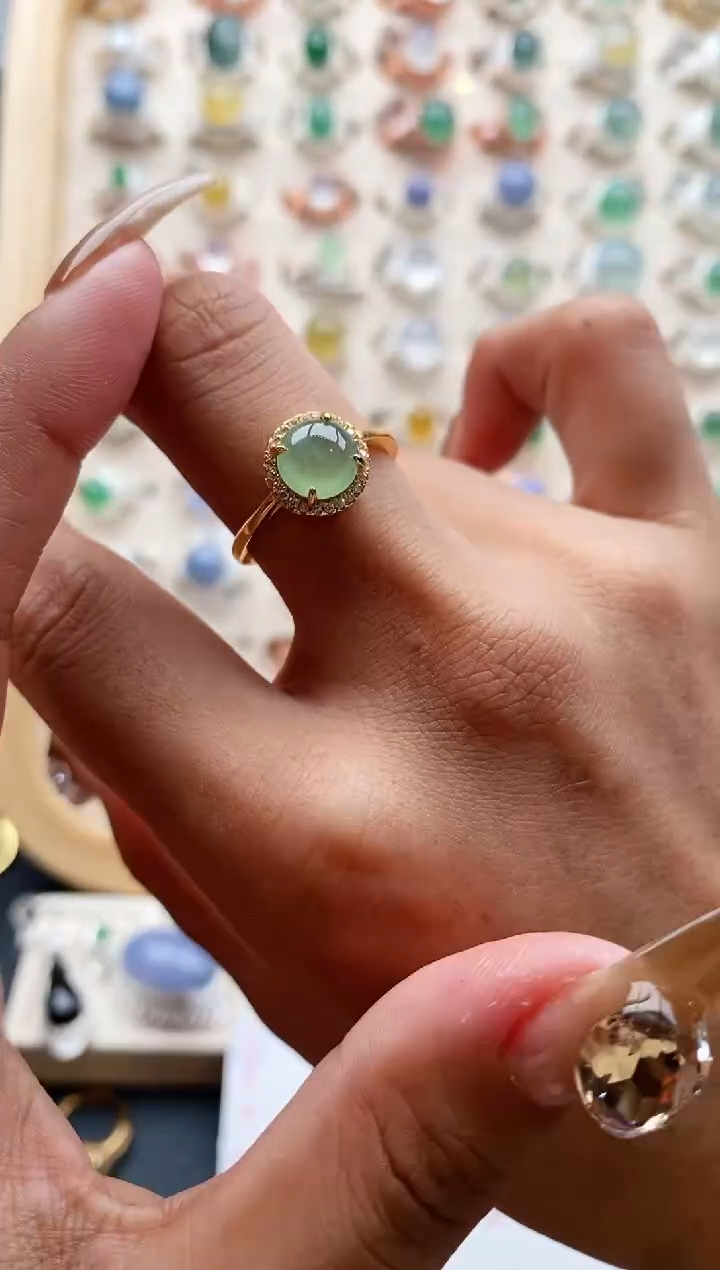 【闪购商品】翡翠戒指银S925镶嵌22222      4+10