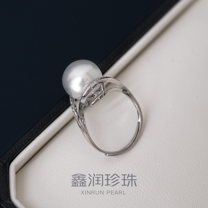 S925银南洋澳白珍珠戒指10-11MM轻奢气质时尚经典百搭*多样性发一