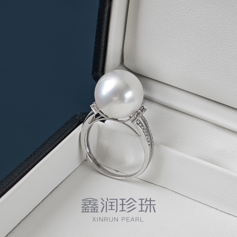 南洋澳白珍珠戒指18K金镶嵌12-13MM轻奢经典时尚百搭*多样性发一