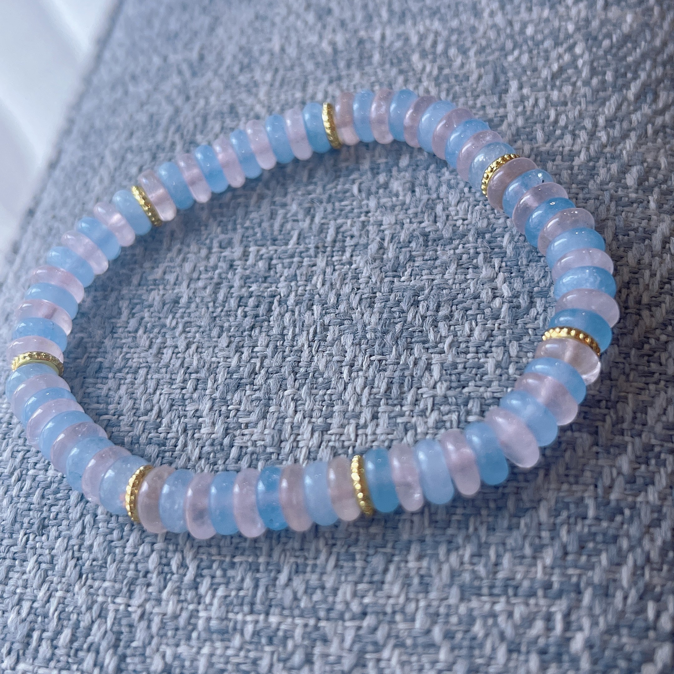 天然算盘珠药片粉水晶海蓝宝火山石多宝东陵玉随型天河石手串手链