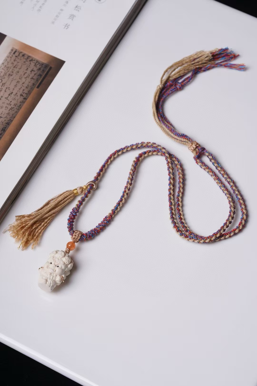 【精雕】天然猛犸象牙雕刻件小黑天财神车挂吊坠