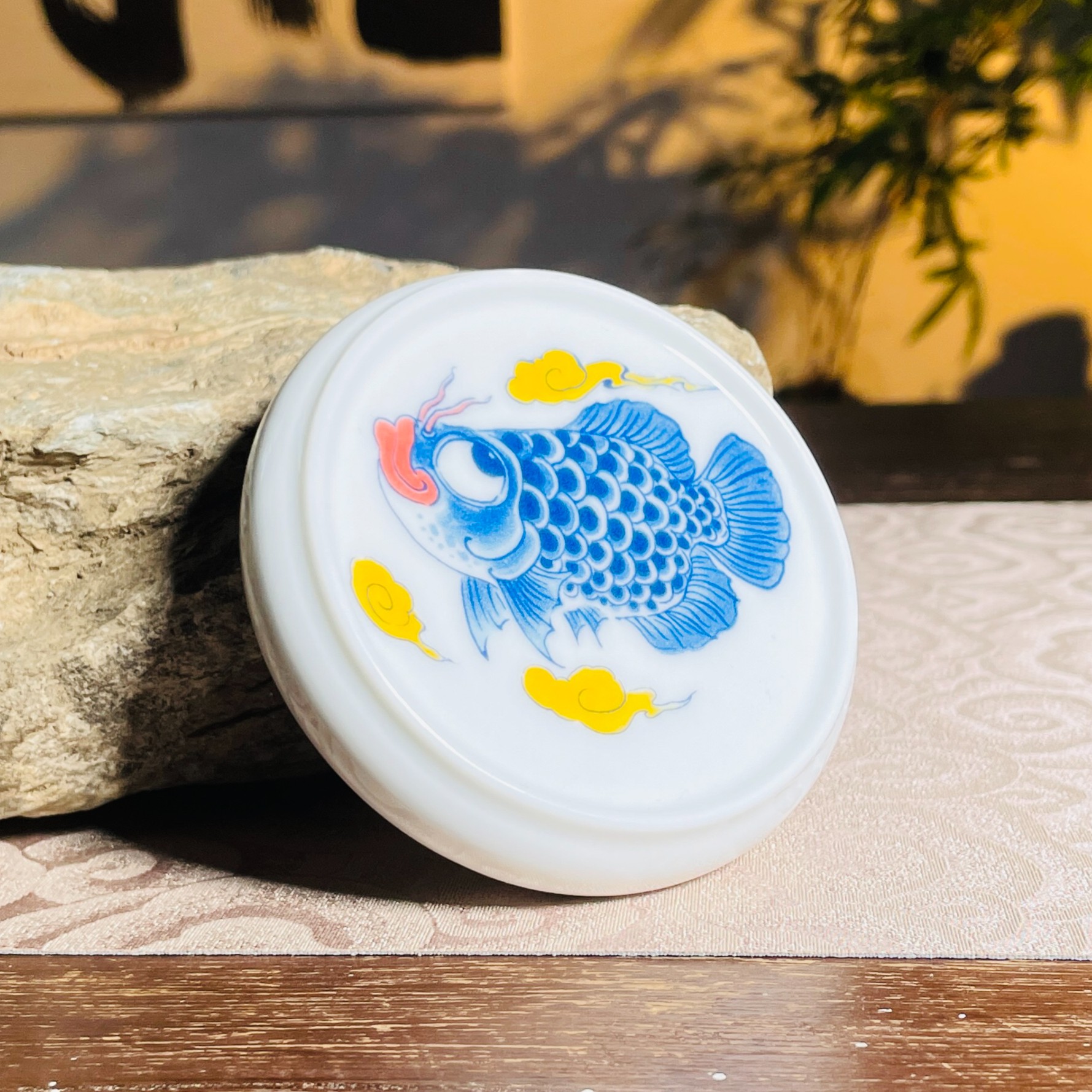 昨明龙鱼杯垫盖置【游龙祥云】国潮国风原创设计景德镇茶具自用送礼