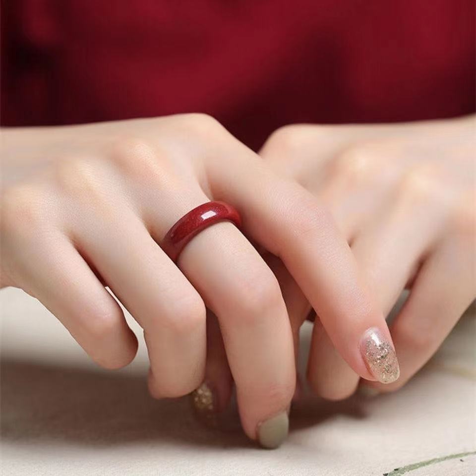 含辰砂工艺品紫金砂时尚情侣戒指环男女款戒指手工简约民族风