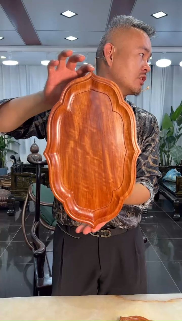 【闪购商品】缅甸花梨木根雕茶盘