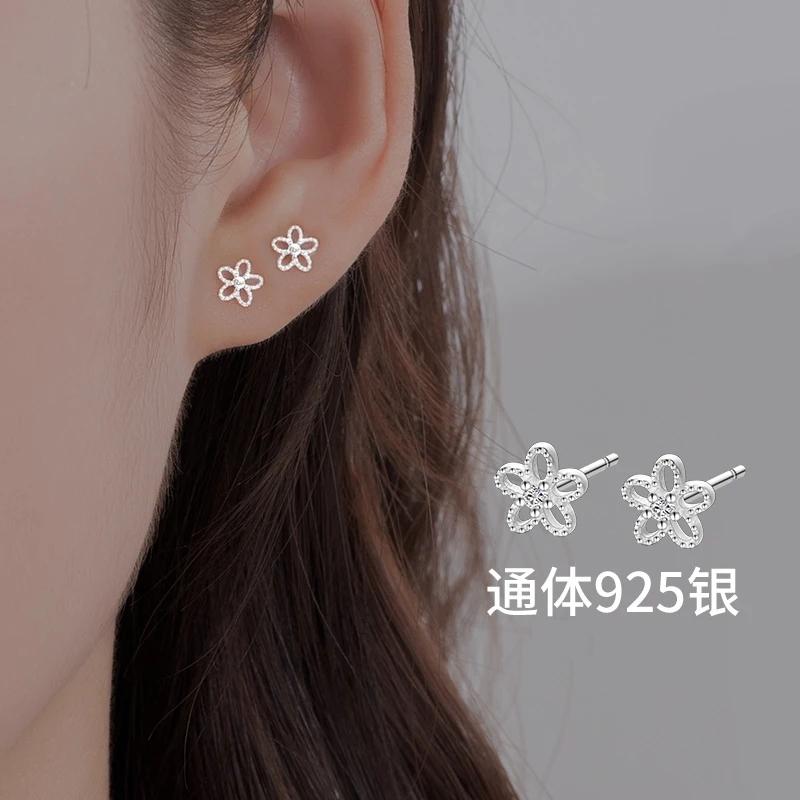 925银耳饰 纯银针小花朵耳钉养耳洞耳环迷你新款轻奢气质简约百搭