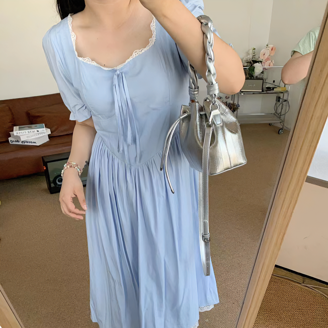 大码女装小众蕾丝拼接连衣裙显瘦百搭（不退换）