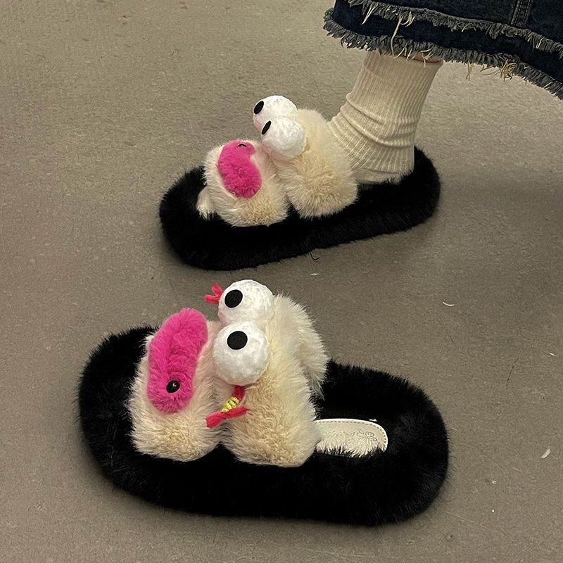 高级感超火搞怪毛毛棉拖女外穿2023年秋冬季新款网红防滑毛绒拖鞋