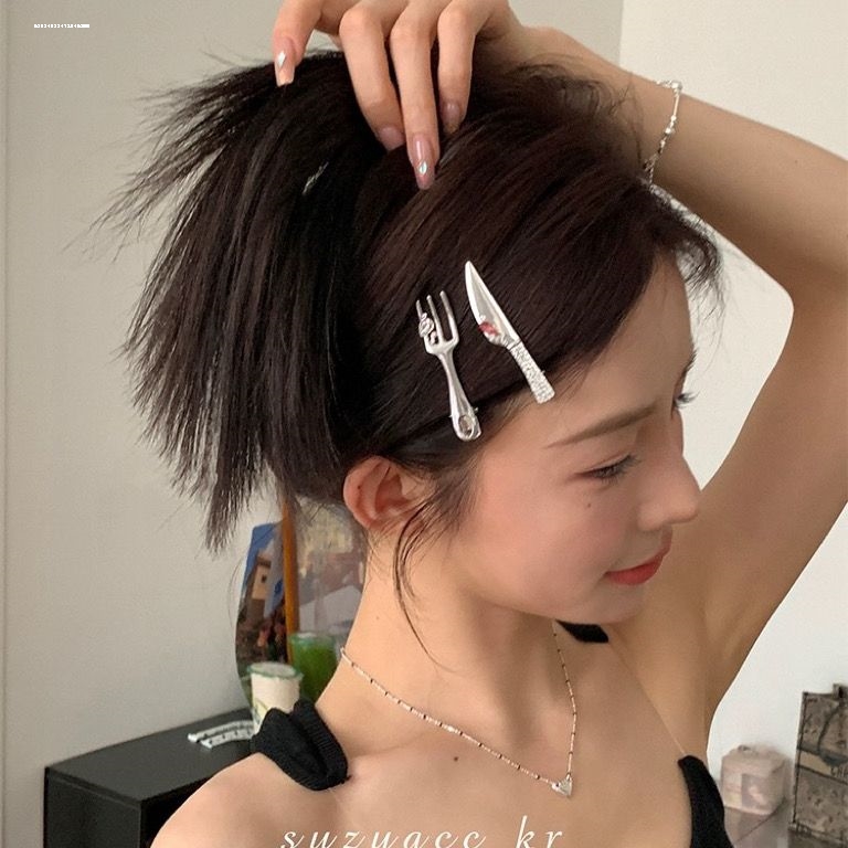 显白镶钻刀叉发夹时尚气质侧边百搭碎发发饰少女精致质感ins小众