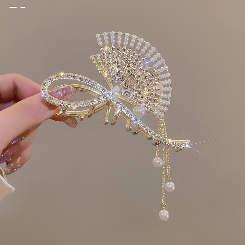 质感设计简约扇形流苏抓夹新款甜妹小众后脑勺头饰显白少女时尚
