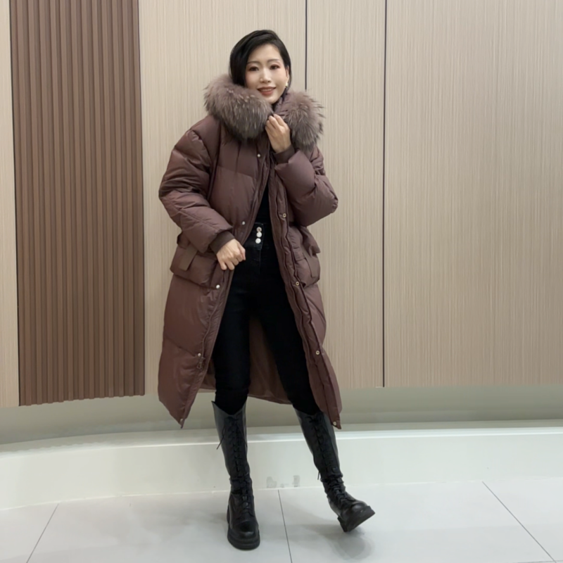【大被子】加厚大毛领中长款羽绒服女2025冬季新款连帽过膝保暖外套