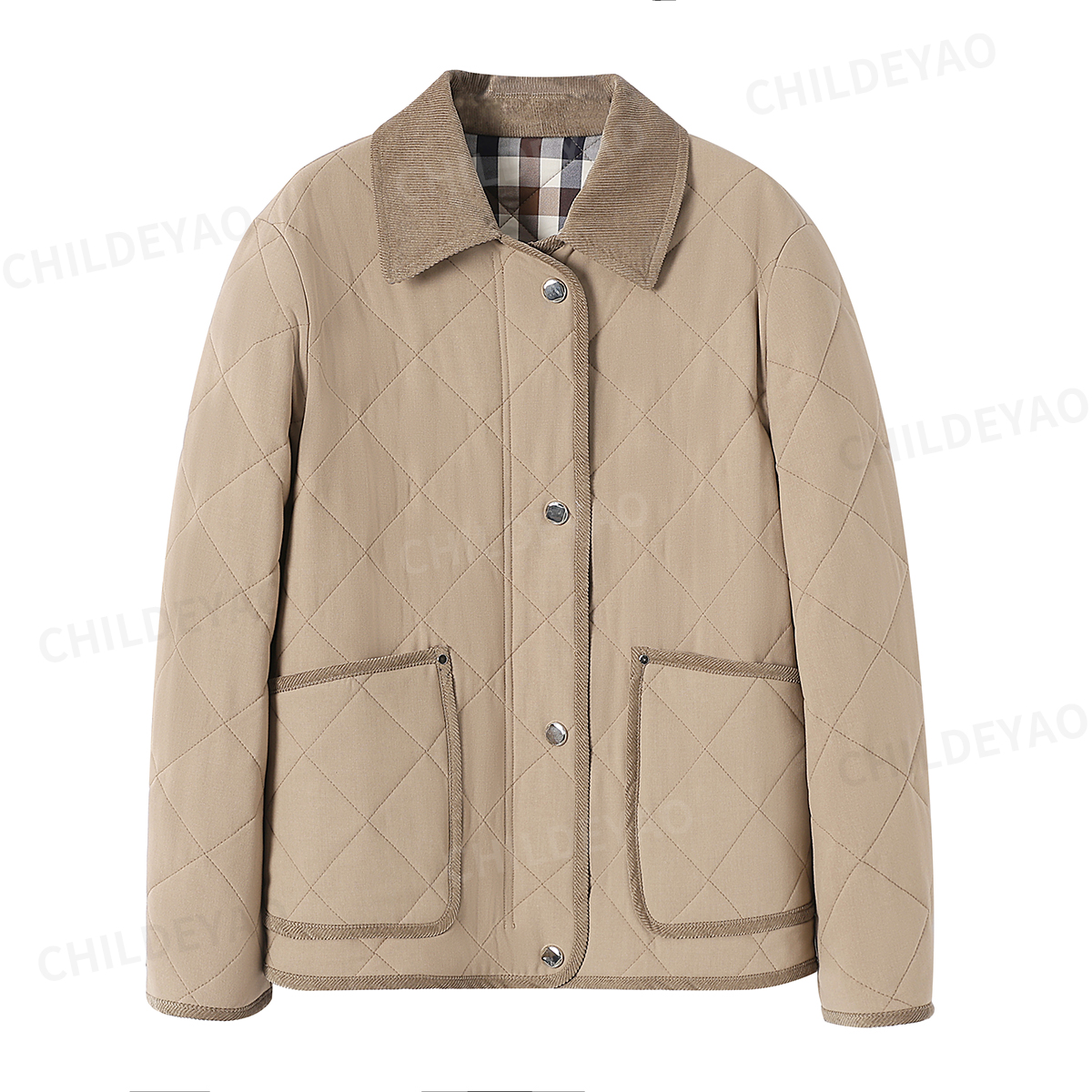 Childe Yao『冬日摩洛哥』英伦风菱格绗缝翻领舒适百搭棉服 A10146