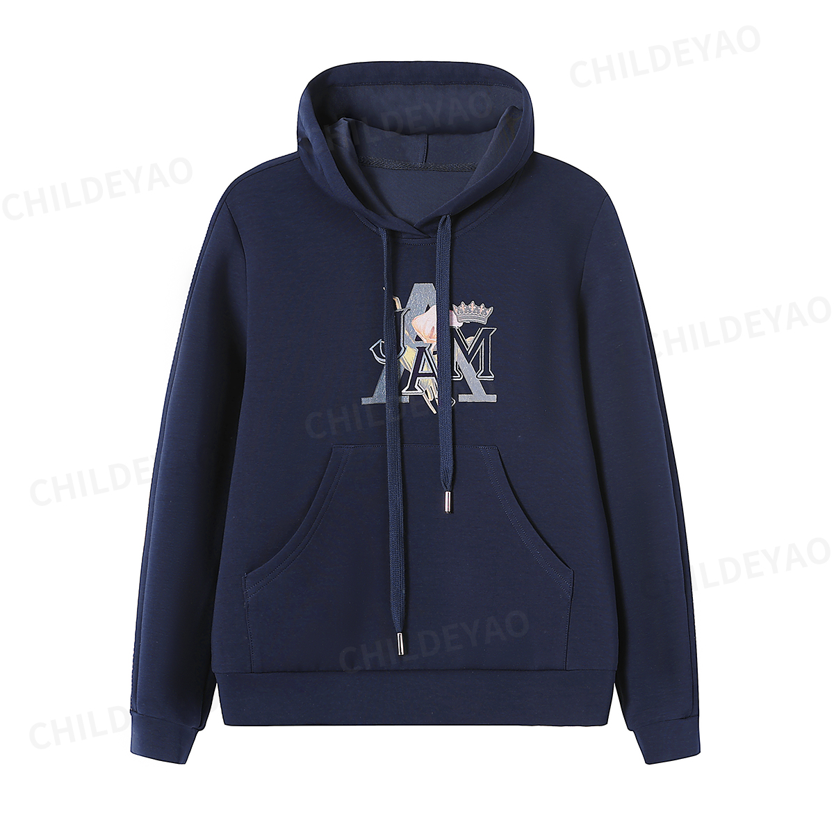 Childe Yao【蓝气球】时尚休闲舒适印花连帽插兜卫衣 A10160