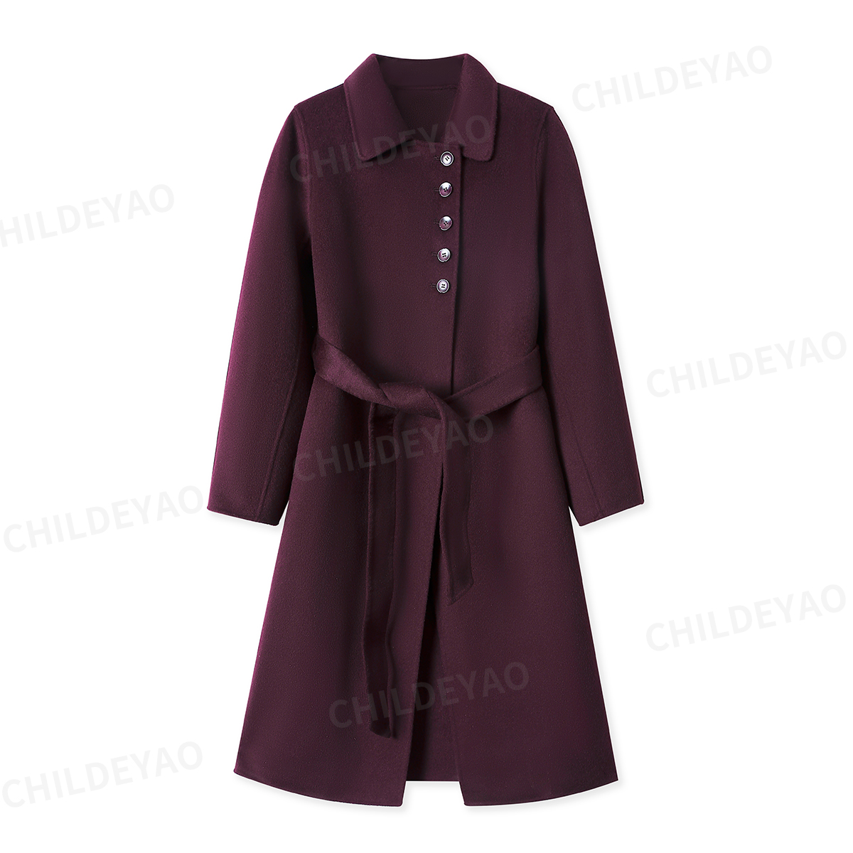 Childe Yao『美人畔』羊绒羊毛气质高定腰部系带大衣外套 N408074