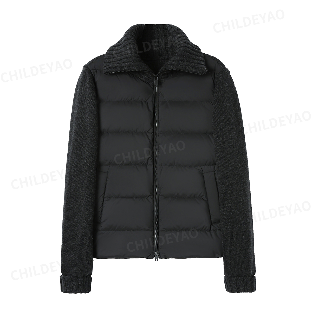 Childe Yao冬季保暖短款90白鹅绒绵羊毛拼接羽绒服 Y408085