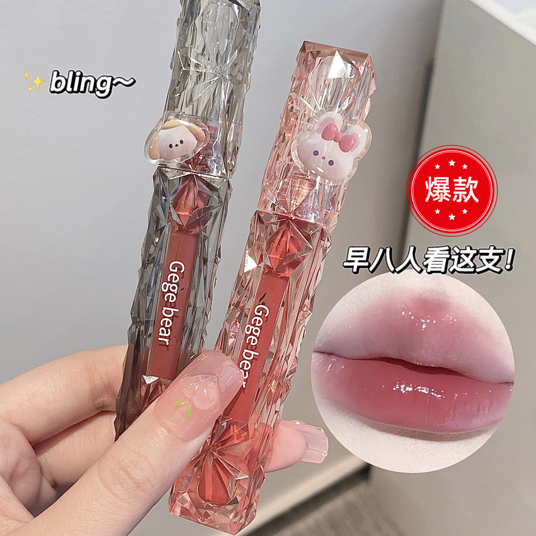 女高早八纯欲风伪素颜镜面唇釉清透水光感滋润不掉色显白小众口红