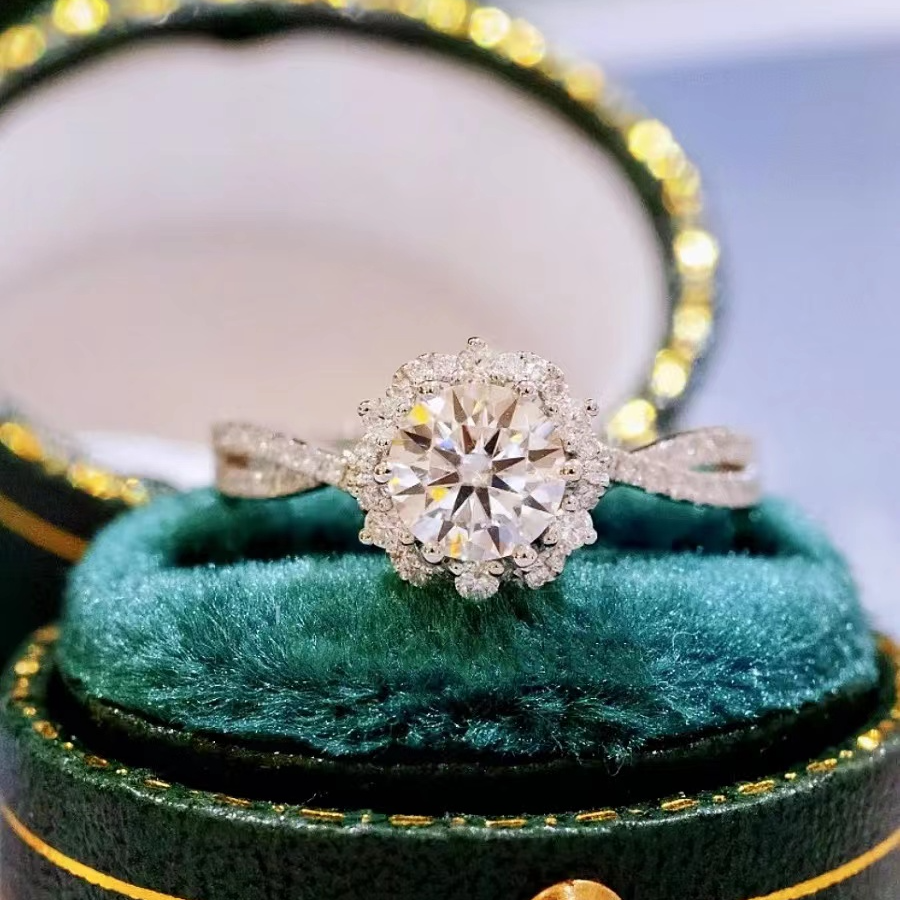 925银莫桑石银制品 【爱莎公主】时尚经典气质白带结婚合成碳硅石