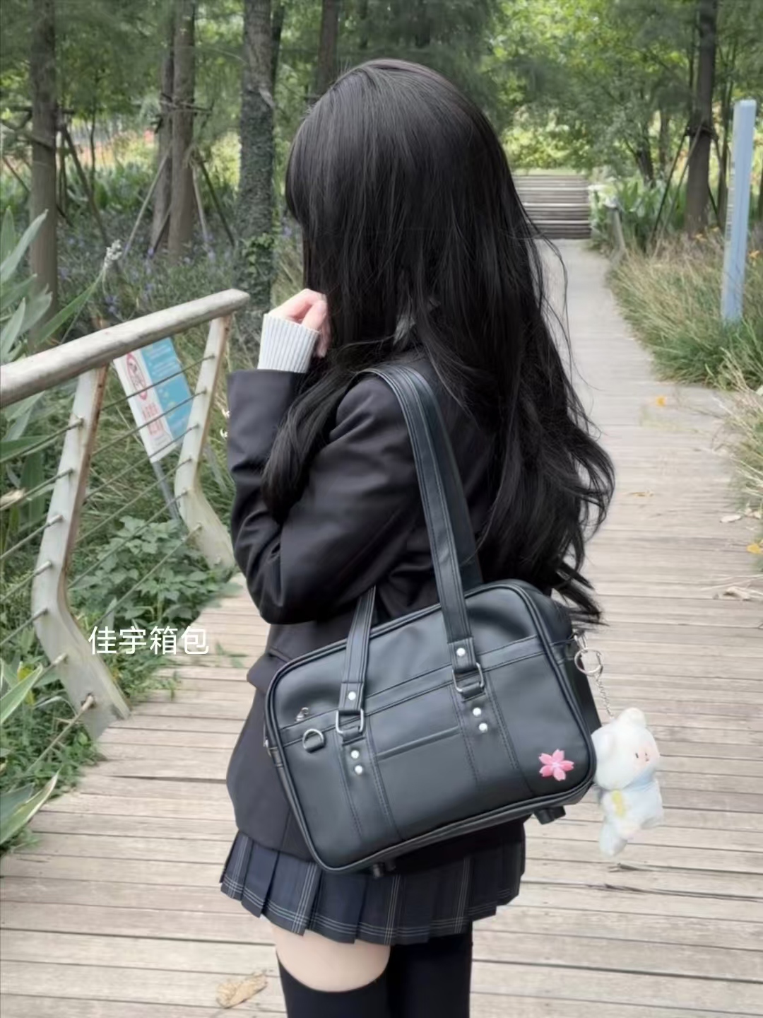 佳宇公文包斜挎包jk制服女士刺绣樱花刺绣复古通勤jk包包推荐