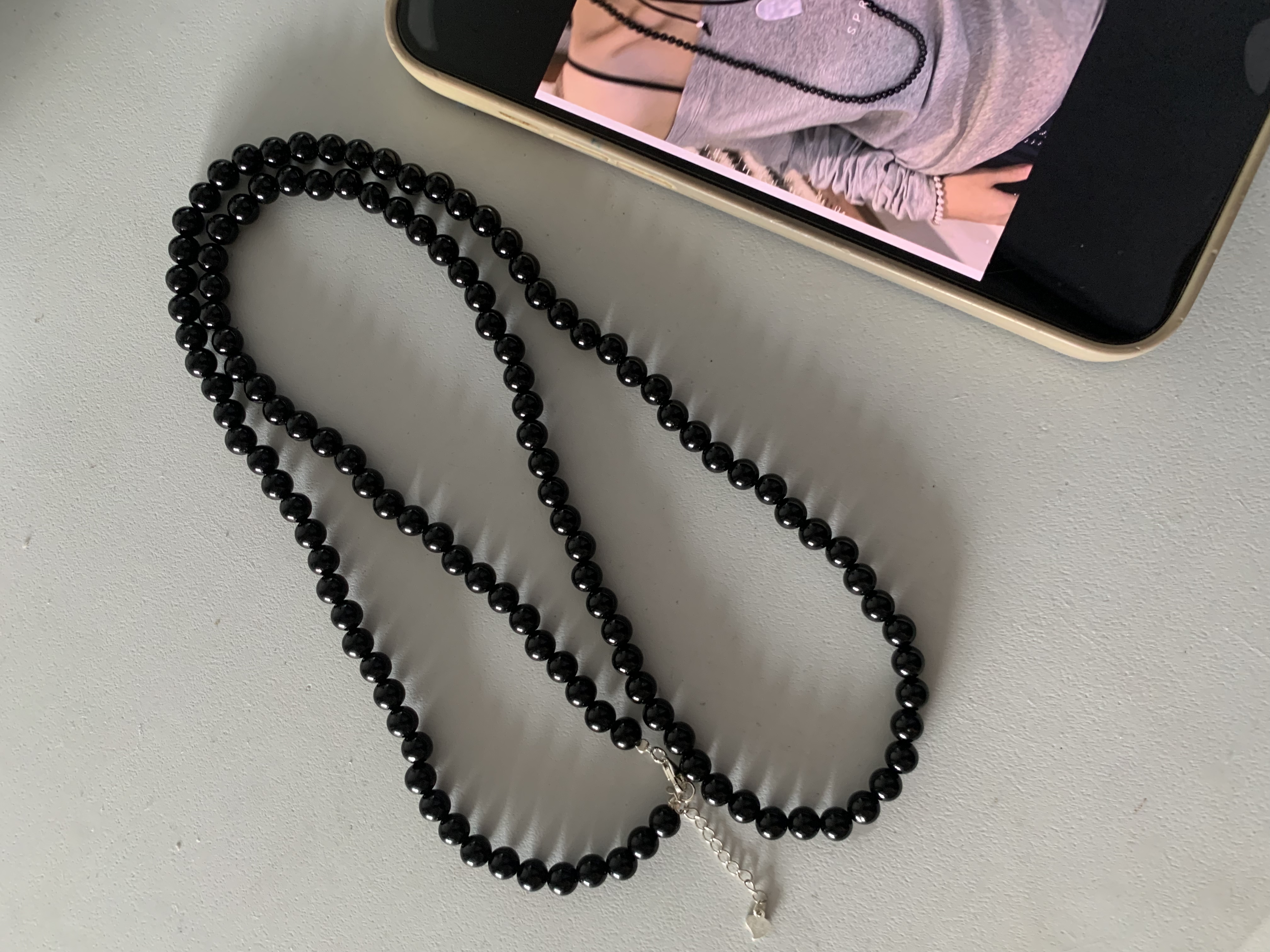 925银项链 秋冬黑玛瑙卡6长约78项链