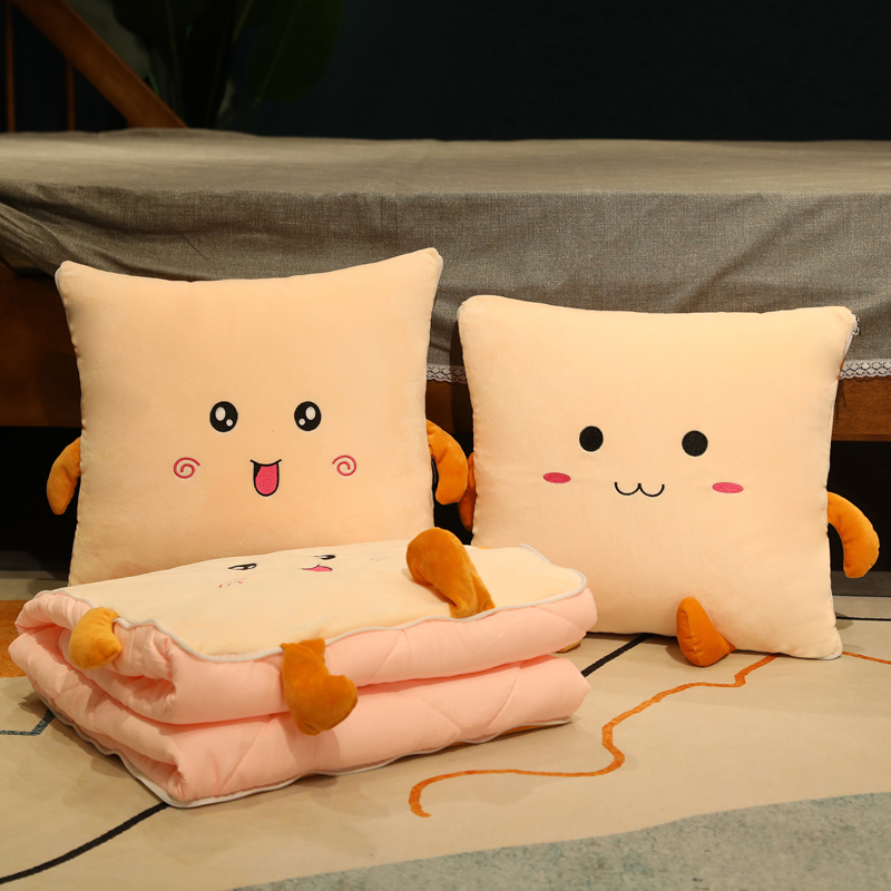 加厚被子两用办公室午睡枕头车内折叠空调被汽车靠枕车用四季通用