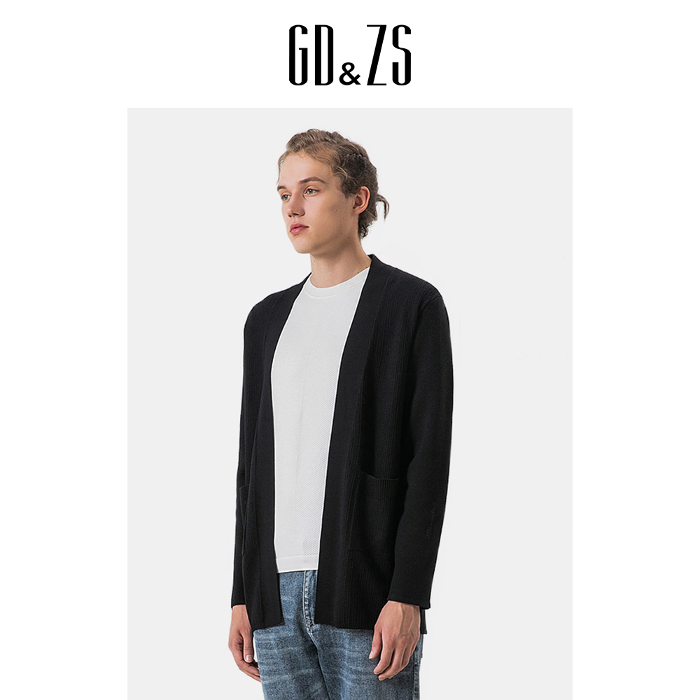  GDZS格度佐致品牌男装-春秋新款纯色黑色男士毛衫外套 MCBED1265