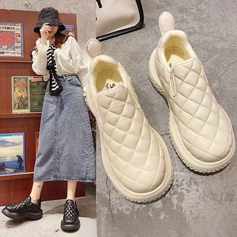 【顺丰包邮】菠萝百搭面包鞋一脚蹬乐福鞋软底小香风厚底休闲鞋女