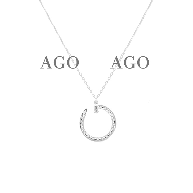 链子925银合成锆石 「AGO」 半月钉子爆闪百搭极简轻奢项链