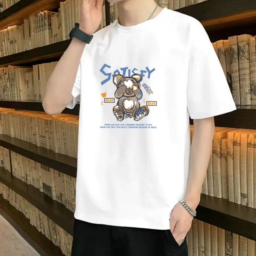 2024潮款潮图ins精梳印花短袖宽松版男女同款百搭打底衫圆领男士