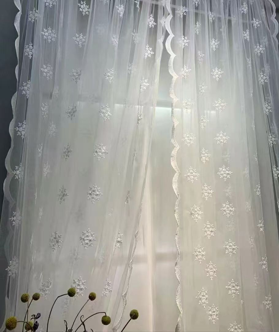 0378飘窗雪花成品纱(挂钩单买）V