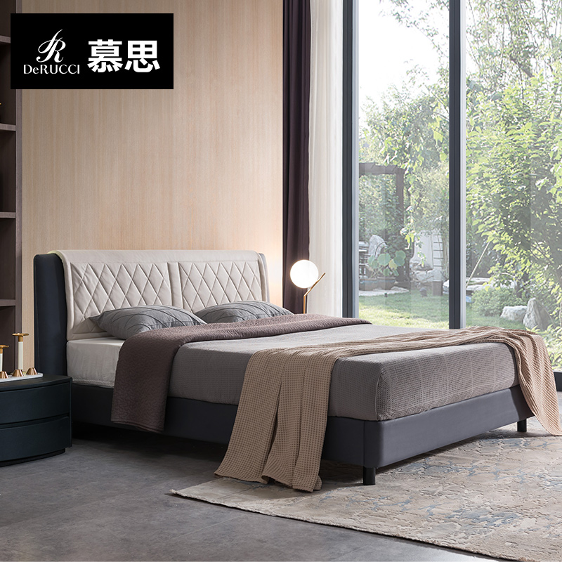 DE RUCCI/慕思布艺床简约轻奢科技布双人床城市之光主卧大床019款