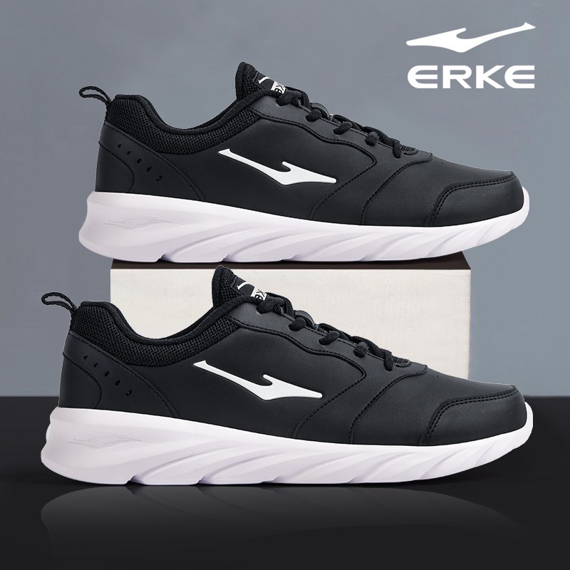 鸿星尔克男鞋2025年秋冬新款防水皮面运动鞋男官方旗舰减震跑步鞋