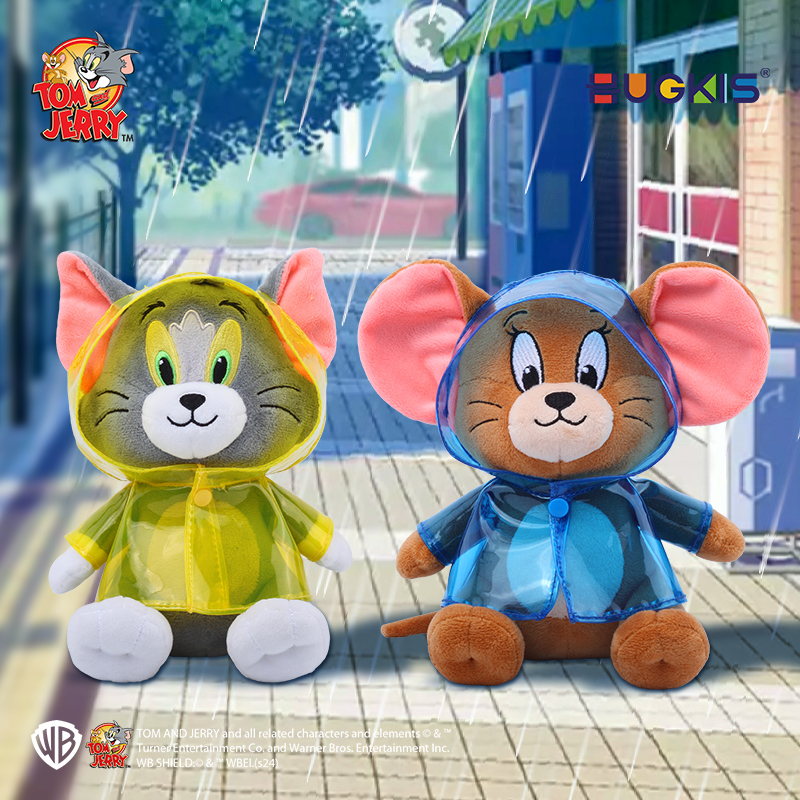 HUGKIS猫和老鼠雨衣公仔创意换装毛绒玩具可拆卸娃娃玩偶生日礼物