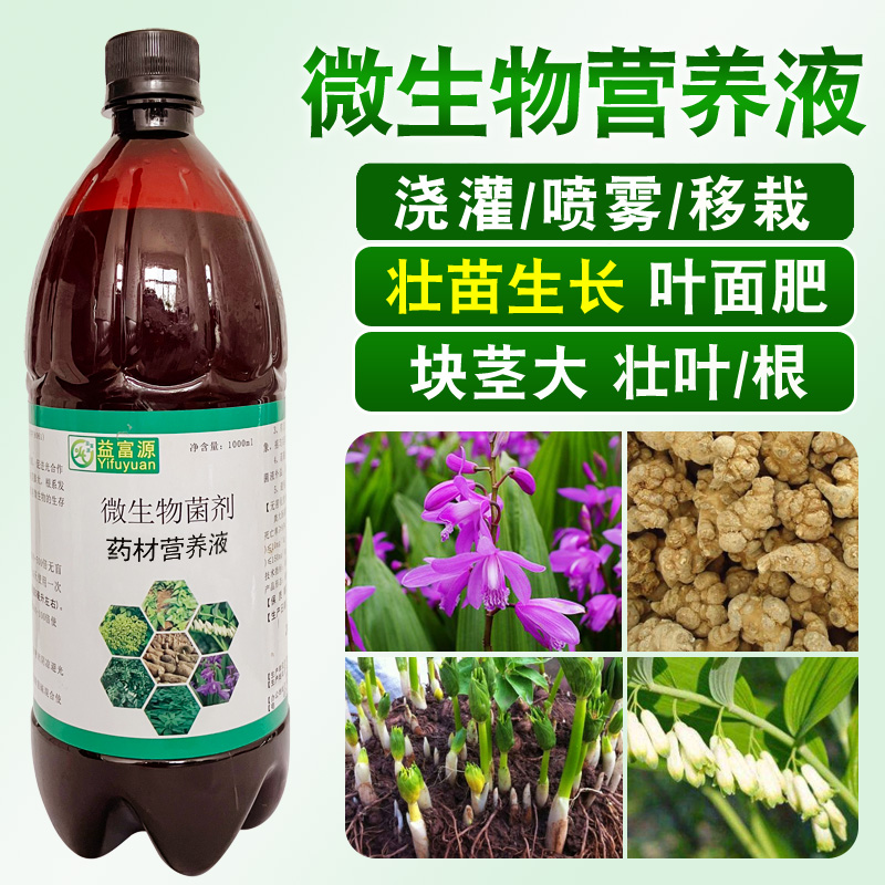 药材营养液微生物黄精白芨重楼叶面肥石斛毛慈菇发芽块茎膨大壮苗