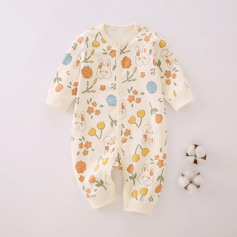 婴儿连体衣纯棉新生儿男女宝宝婴幼儿春装长袖外出满月衣服爬爬服