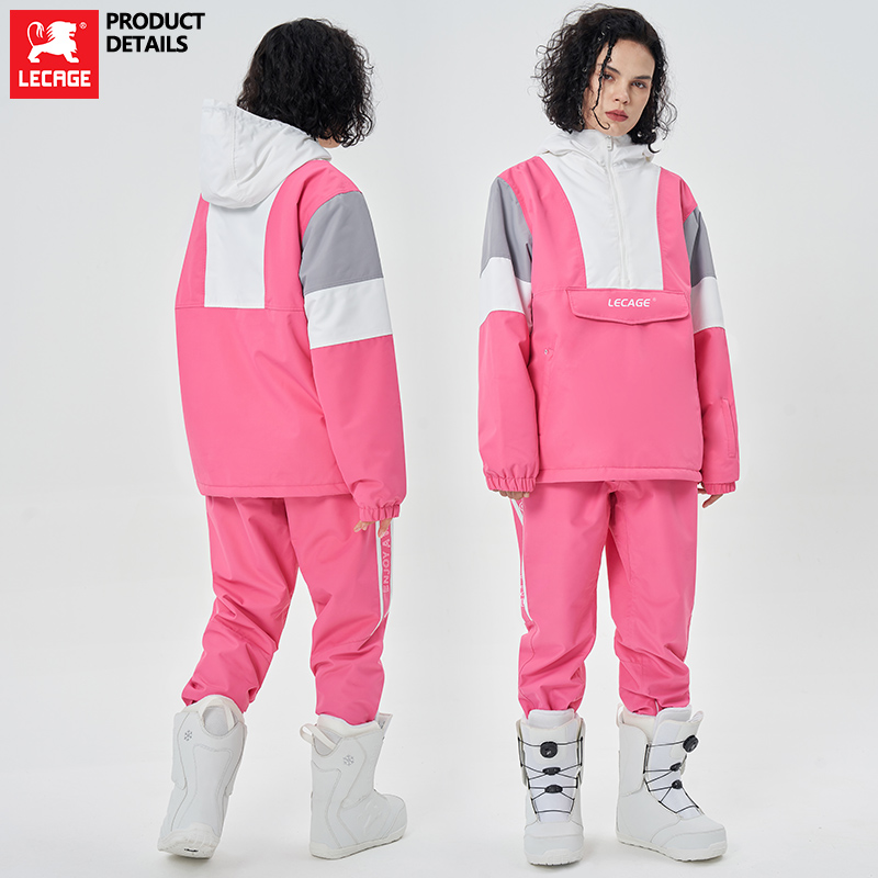 乐凯奇滑雪服套装单板男女时尚简约防水防风保暖滑雪裤成人套装