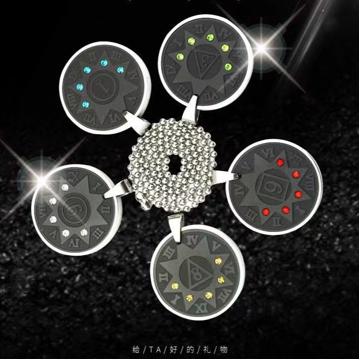 深海能量石圆形火山石数字吊坠五行金木水火土能量石项链挂件