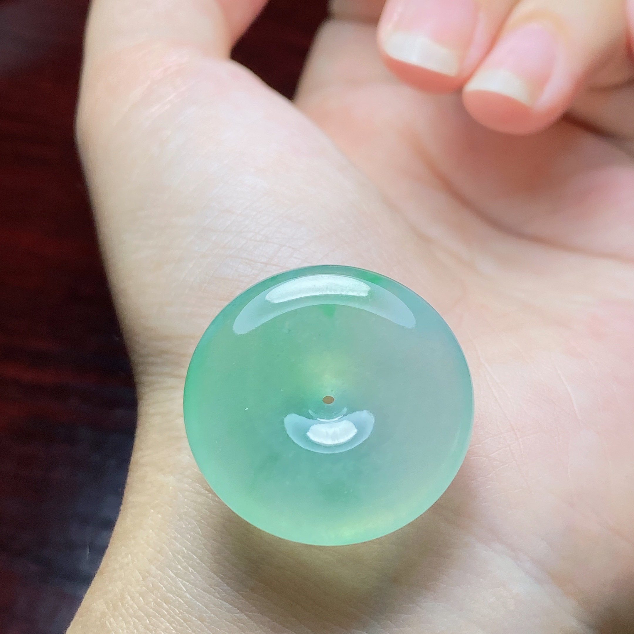 缅甸天然翡翠A货揭阳冰种甜绿平安扣精品百搭时尚珠宝25.5*6.5mm