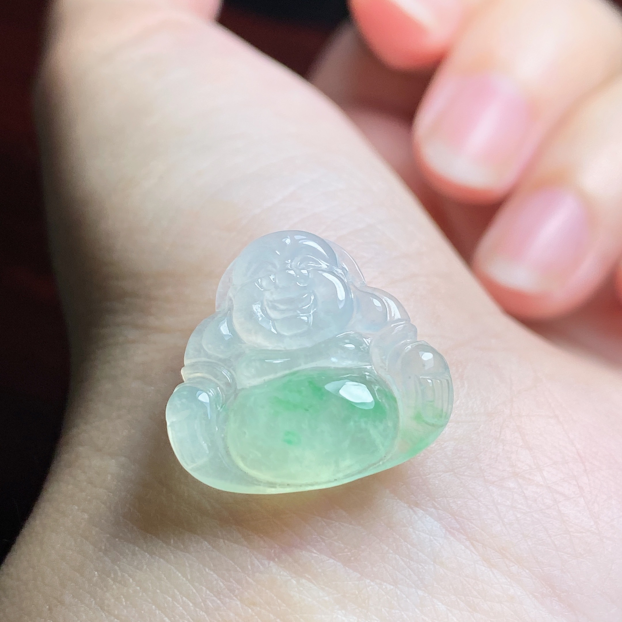 天然缅甸A货翡翠冰种飘阳绿佛公吊坠正品珠宝首饰17.2*18.3*4.5