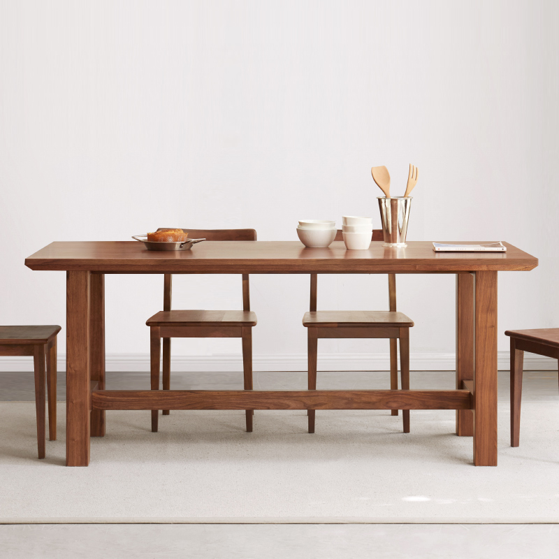 北美黑胡桃纯实木餐桌北欧黑胡桃木桌椅组合现代简约