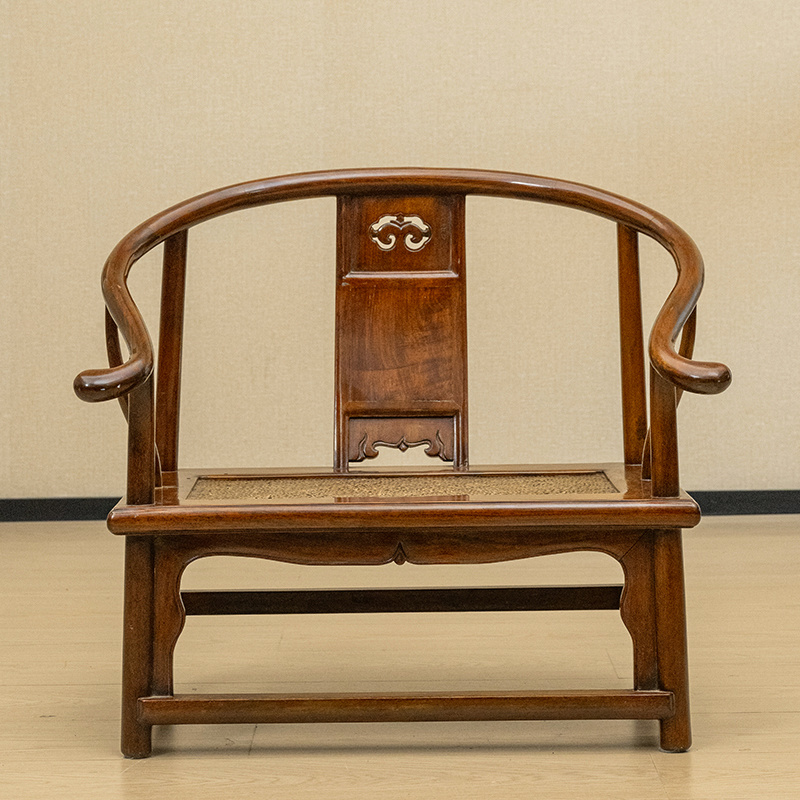 清 黄花梨三攒靠背如意云纹小圈椅古董收藏