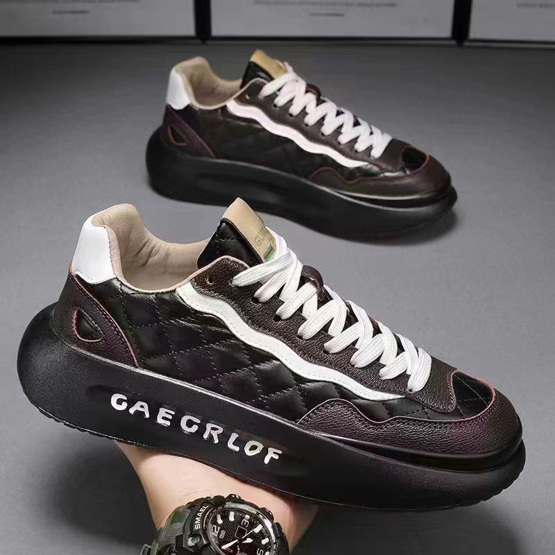 男士时尚休闲百搭透气潮流潮鞋轻奢黑色厚底韩版冬季秋季M7079