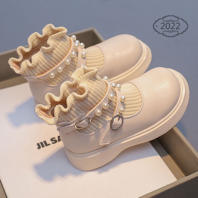 儿童马丁靴女童短靴2023秋冬新款靴子女宝宝袜靴二棉鞋加绒女童鞋