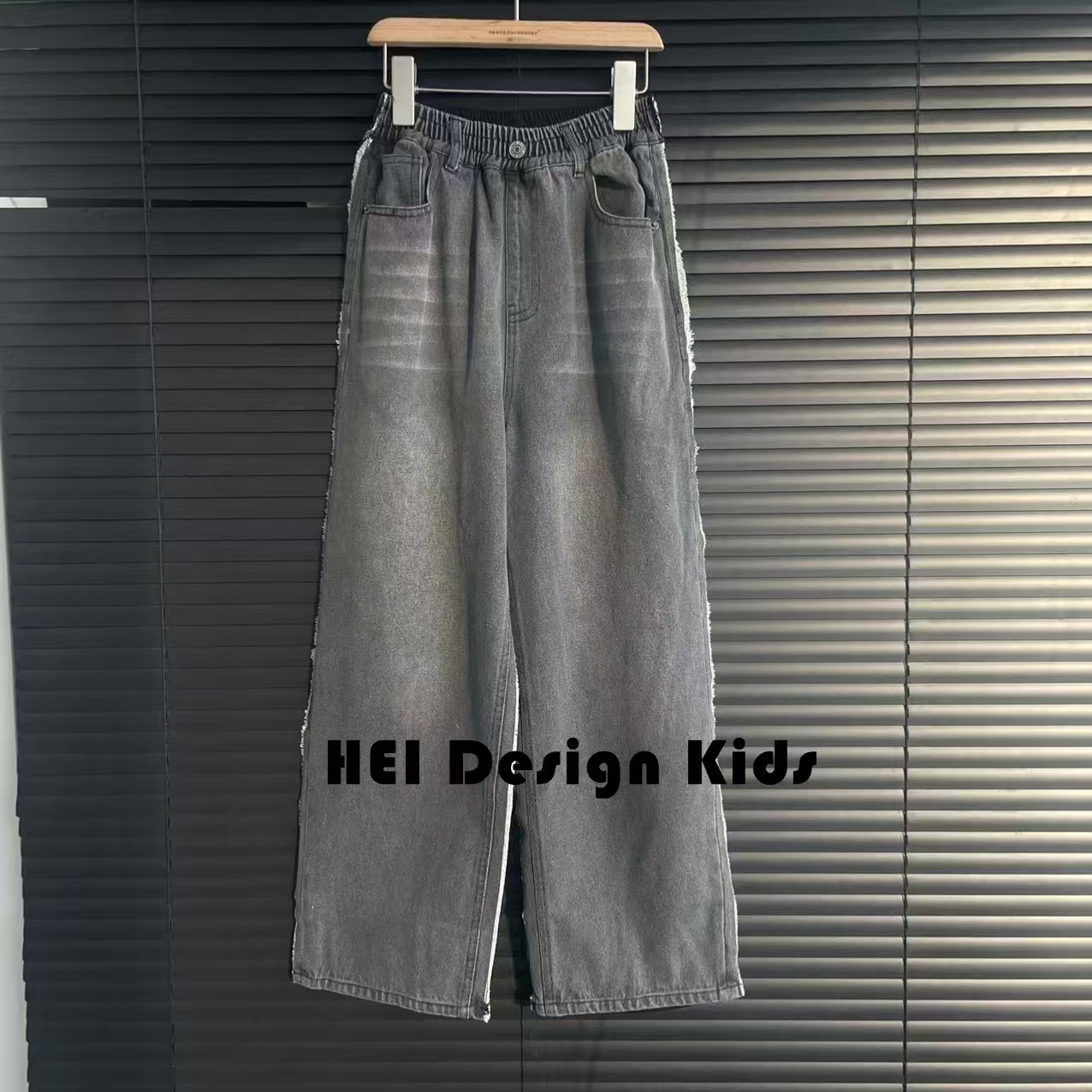 【设计师品牌】水洗磨破直筒牛仔裤秋季韩版中大童亲子装 5N15